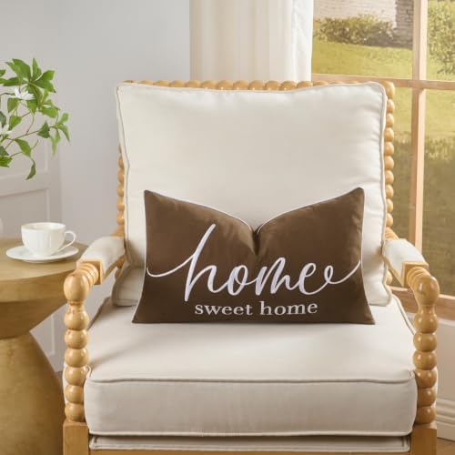Sunkifover Home Sweet Home Quotes Throw Pillow Covers 12" x 20" Brown - Image 4
