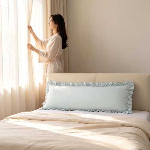 Ruffle Body Pillow Pillowcase, Light Blue - Image 4