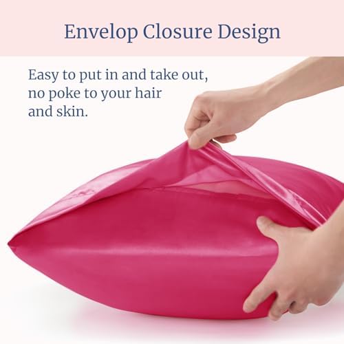 BEDELITE Satin Pillowcases, Small King 20x36 Inch, Hot Pink - Image 6