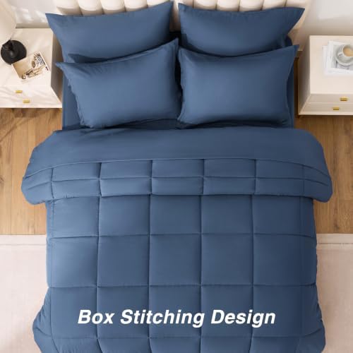 Love's cabin Twin XL Comforter Set Indigo Blue, 5 Pieces Twin XL Bed in a Bag - Image 6