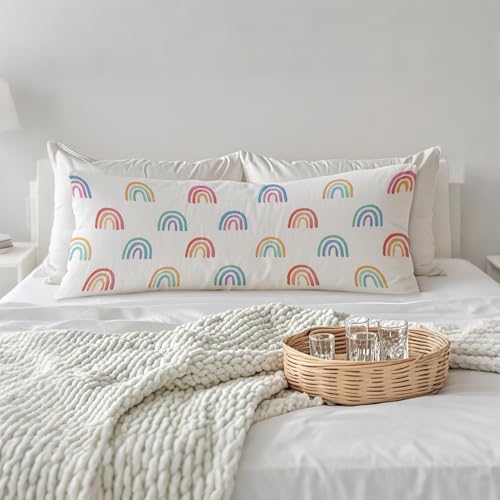Boho Pastel Rainbow 20x54 Body Pillow Cover, Girl Nursery Decor, Boho - Image 3