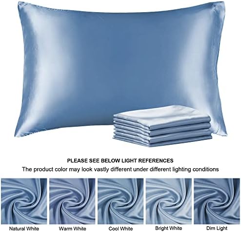 BEDELITE Satin Pillowcases, Small King 20x36 Inch, Airy Blue - Image 7