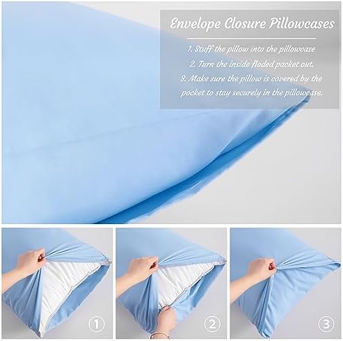 NTBAY Queen Microfiber Pillowcases, Sky Blue - Image 4