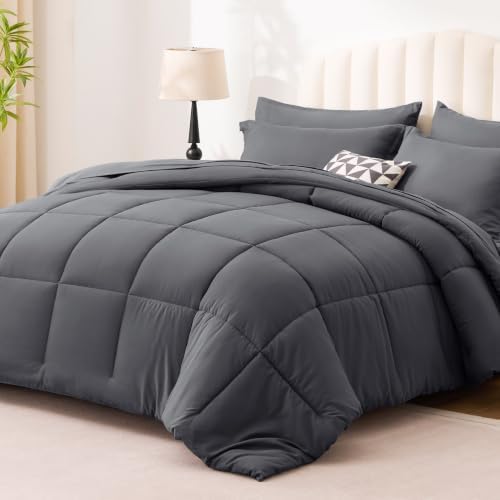 Love's cabin California King Comforter Set Soot Grey, 7 Pieces California King - Image 2