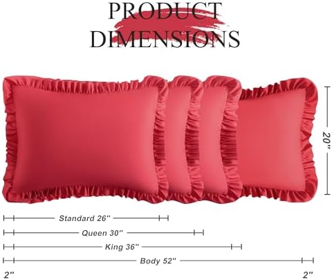 Ruffled Queen Pillow Shams, 2 Pack, 20x30 Inches - Image 3