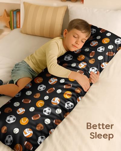 Miss Adola Kids Silk Body Pillow Cover 20x54 Inch, Sports Balls - Image 2