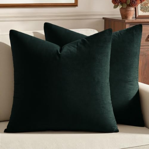 MIULEE Velvet Throw Pillow Covers 20x20 Inch Pack of 2 Army Green by MIULEE