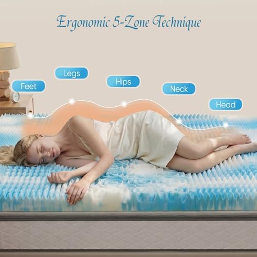 2 Inch 5-Zone Cooling Gel Memory Foam Mattress Topper King - Image 6