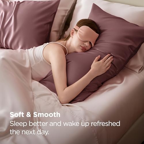 Bedsure Satin Pillowcase Standard Set of 2, Silky Pillowcase Nostalgia Rose - Image 4