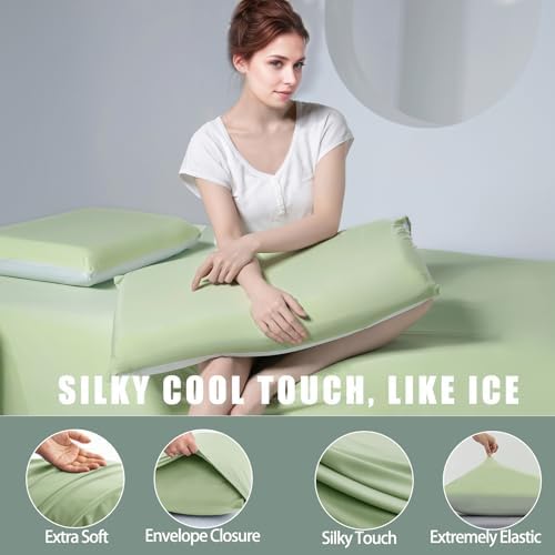 TELUS Cooling Pillowcases for Hot Sleepers Queen Size 2-Pack, Silky Soft - Image 3
