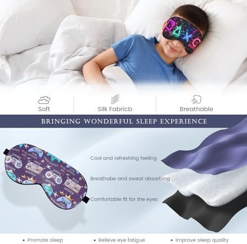 2 Pcs Boys Sleep Eye Mask, Guys Blackout Sleeping Silk Mask - Image 2