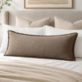 MIULEE 14x36 Long Linen Fringe Lumbar Pillow Covers Set of 1 Cocoa Brown by MIULEE