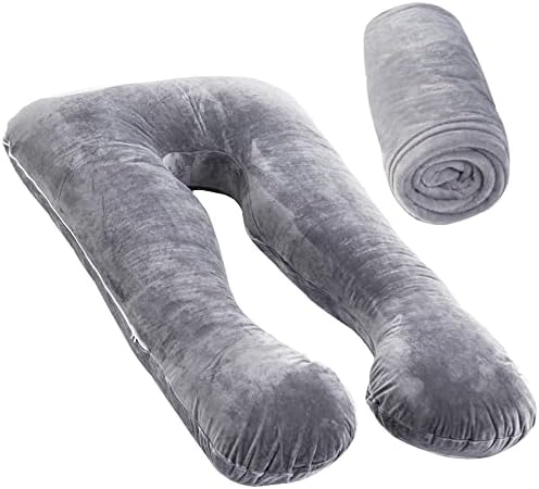 MOON PINE Pregnancy Pillow Cover, U Shaped Body Pillow Cover Only, Velvet by MOONPINE