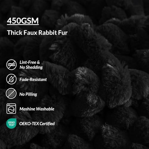 XeGe Bubble Fluffy Faux Rabbit Fur Decorative Body Pillow Cover 20x54 Black - Image 6