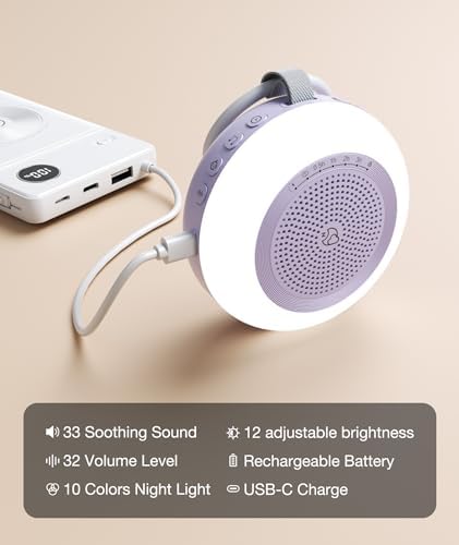 Portable Sound Machine, LEICEX White Noise Machine, 33 Soothing Sound 10 Colors - Image 7