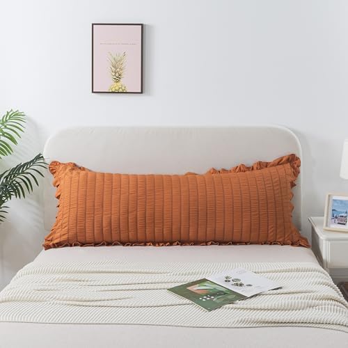 H Household Seersucker Body Pillowcases, 20x54 inches Long Pillowcase Ruffled by HHOUSEHOLD