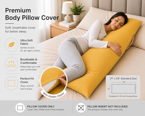 EVOLIVE Body Pillow Cover 21"x54", Microfiber Hidden Zipper - Image 3