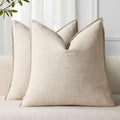 decorUhome Fall Beige Linen Throw Pillow Covers 22x22 Set of 2 by decorUhome