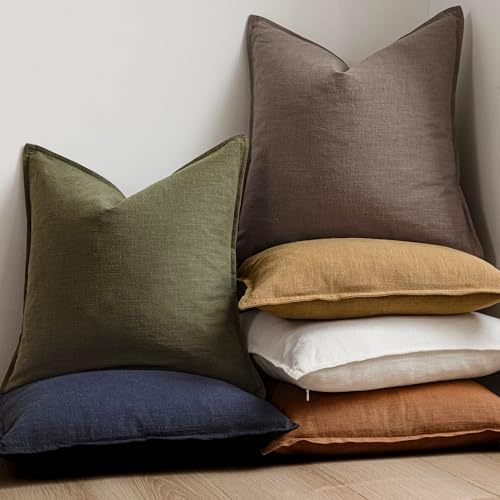 Foindtower Decorative Linen Lumbar Throw Pillow Covers 12x20 Light Coffee - Image 6
