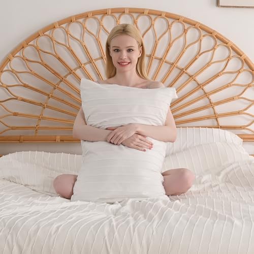 JELLYMONI Bright White Striped Tufted Pillowcases King Size - Image 3