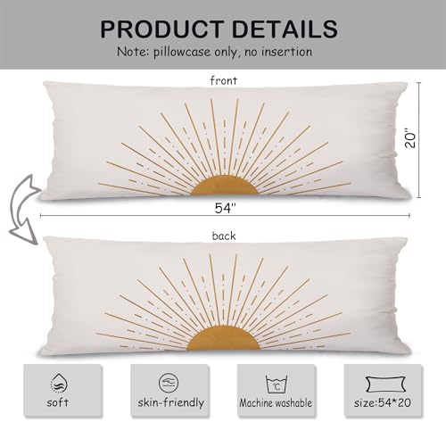 Boho Sun Sunset Sunrise 20x54 Body Pillow Cover Case, Mid Century Modern - Image 2