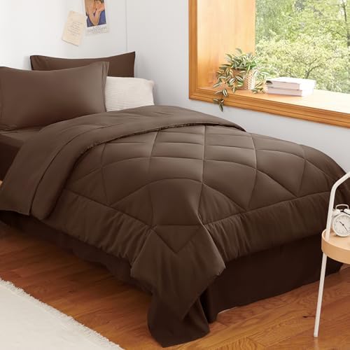CozyLux Twin Comforter Set 68"x88" Brown by CozyLux