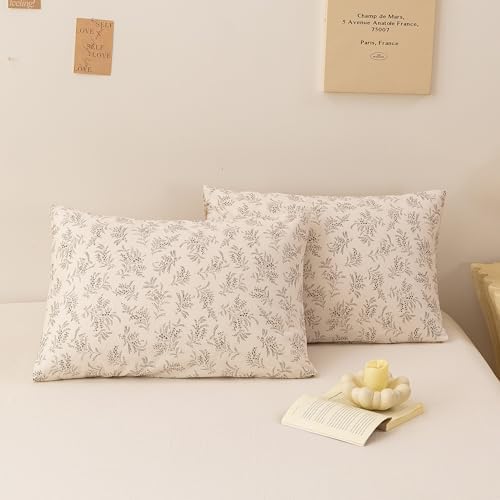 ECOCOTT Floral Botanical Pillowcases King Size 2 Pack, 100% Washed Cotton - Image 2