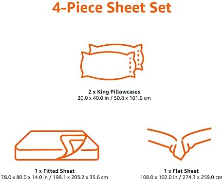 Amazon Basics Ultra-Soft, Breathable Microfiber 4-Piece Bed Sheet Set, - Image 5