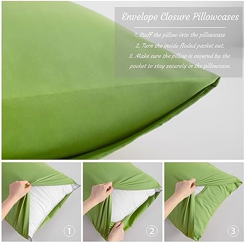 NTBAY Body Microfiber Pillowcases, Sage Green - Image 3