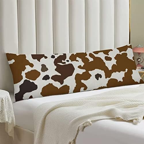 Cow Print Body Pillow Cover Western Cow Cowhide Skin Pattern Brown and Black - Image 2