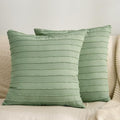 JELLYMONI Light Green Striped Tufted Pillowcases 18"x 18" by JELLYMONI
