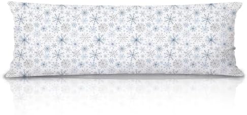 Blue and Silver Christmas Snowflake Body Pillow Cover 20x54, Winter Home Decor by Unknown