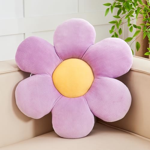 Kcvvcr Purple Flower Pillow, 19.6" Cute Flower Shaped Floor Pillow, Aesthetic by Kcvvcr