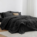 Love's cabin King Size Comforter Set Black, 7 Pieces King Bed in a Bag by Lovescabin