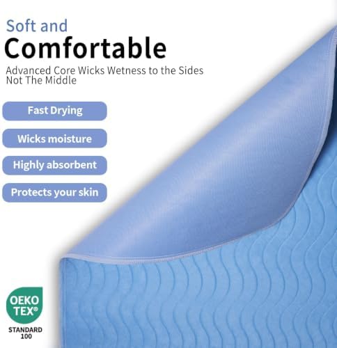 Accompagner Incontinence Bed Pads Washable Waterproof, Ultra-Absorbent Reusable - Image 2