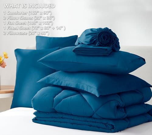 CozyLux King Comforter Set 102"x90" Teal - Image 6