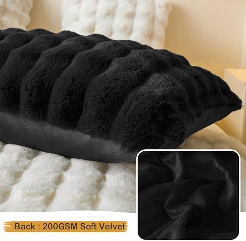 LIFEREVO Fluffy Faux Rabbit Fur Body Pillow Cover 20"x54" - Image 5