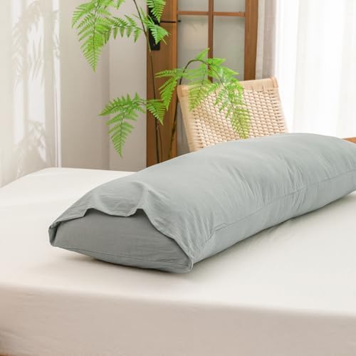 BESTOUCH Washed Cotton Pillowcases Linen Feel Northern Droplet Grey Body - Image 4