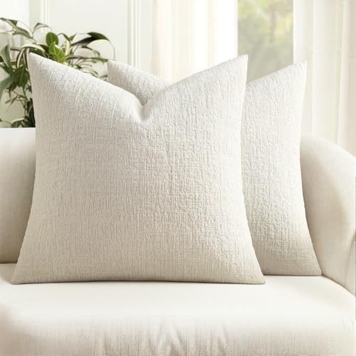 MIULEE Couch Pillow Covers Textured Chenille Home Decor 18x18 White by MIULEE