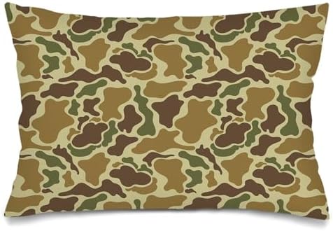 Camouflage Throw Pillow Cases Queen Size Set of 2, Vintage Pillow Cover Soft by Unknown