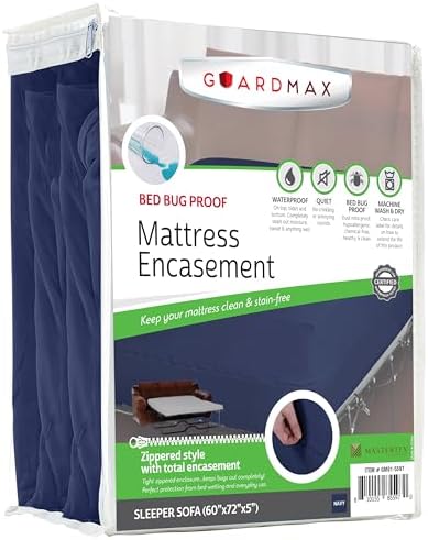 Guardmax Sleeper Sofa Mattress Protector Zippered, Bed Bug Mattress Cover by Guardmax
