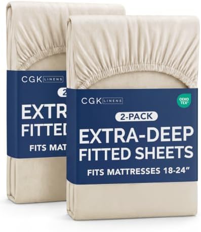 CGK Linens 2 Pack Extra Deep Full Fitted Sheets by CGKUnlimited