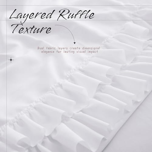 Vonty White Ruffled Pillow Cases Set of 2, Body Size, 20x54 Inch - Image 4