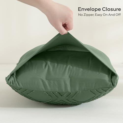 JELLYMONI Green Grid Tufted Pillowcases Body Size 20" x54" - Image 4