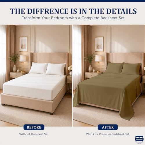 Cottingon 4 Piece Twin Sheets Fits 16" Deep, Egyptian Cotton - Image 4