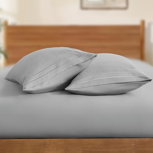 Horbaunal Microfiber Pillowcases King Size, Light Grey, 2 Pack - Image 4