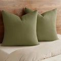 PHF Cotton Waffle Throw Pillow Covers 24" x 24", Dark Oil, No Insert by PHF