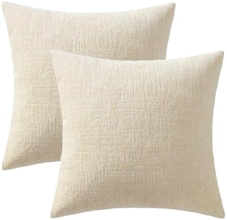 MIULEE Couch Pillow Covers Textured Chenille Home Decor 18x18 Beige - Image 7