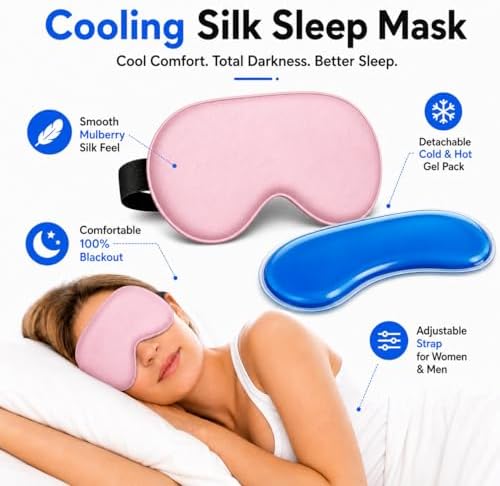 Cooling Sleep Mask with Mulberry Silk Surface & Removable Gel Pack - Image 2