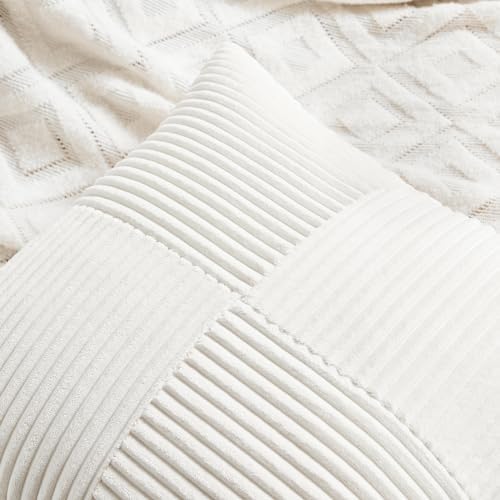 Fancy Homi 2 Packs Cream White Decorative Throw Pillow Covers 20x20 Inch - Image 3